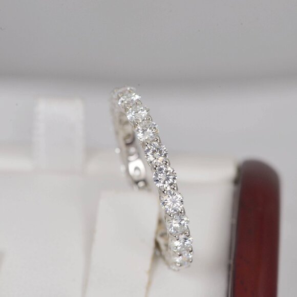 GRA Certified 3mm All Moissanite Eternity Ring 925 - Picture 3 of 6